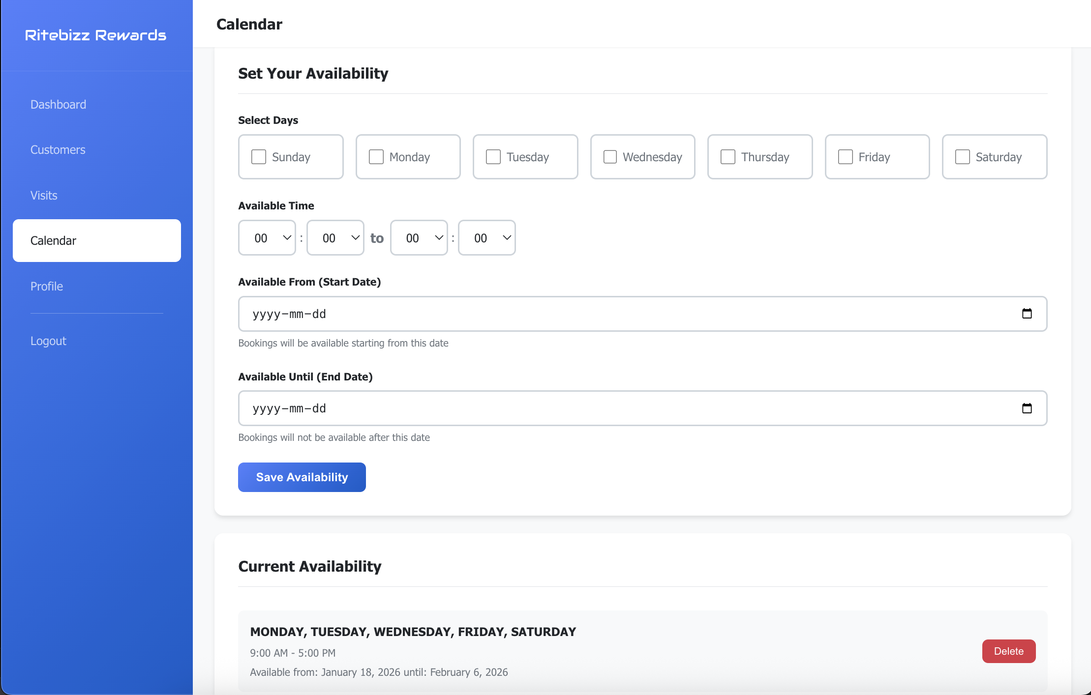 Set Availability